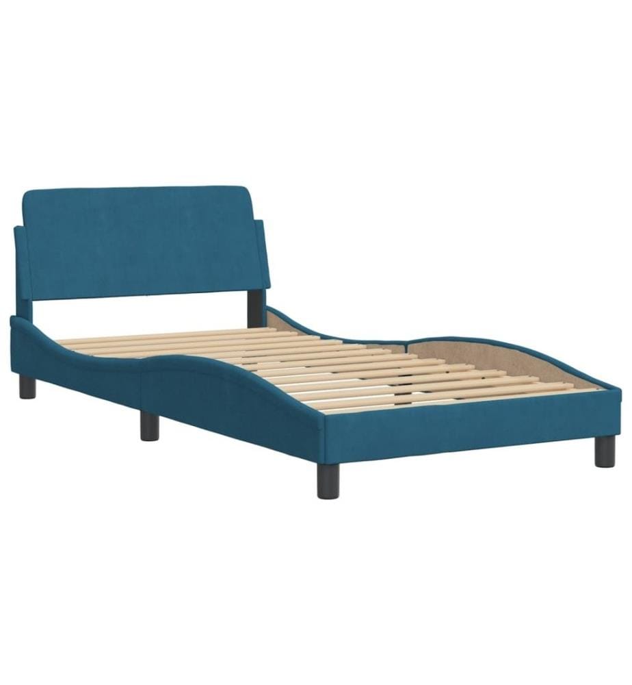 Bettgestell mit Kopfteil Blau 100x200 cm Samt