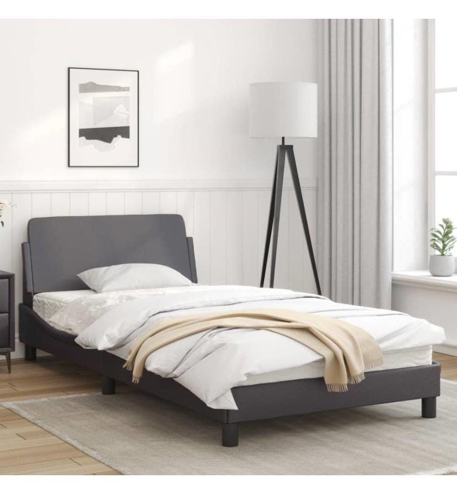 Bettgestell mit Kopfteil Grau 100x200 cm Kunstleder