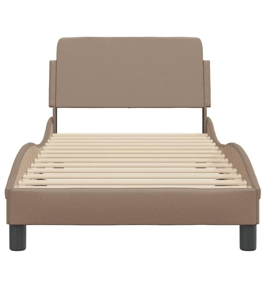 Bettgestell mit Kopfteil Cappuccino-Braun 90x190 cm Kunstleder