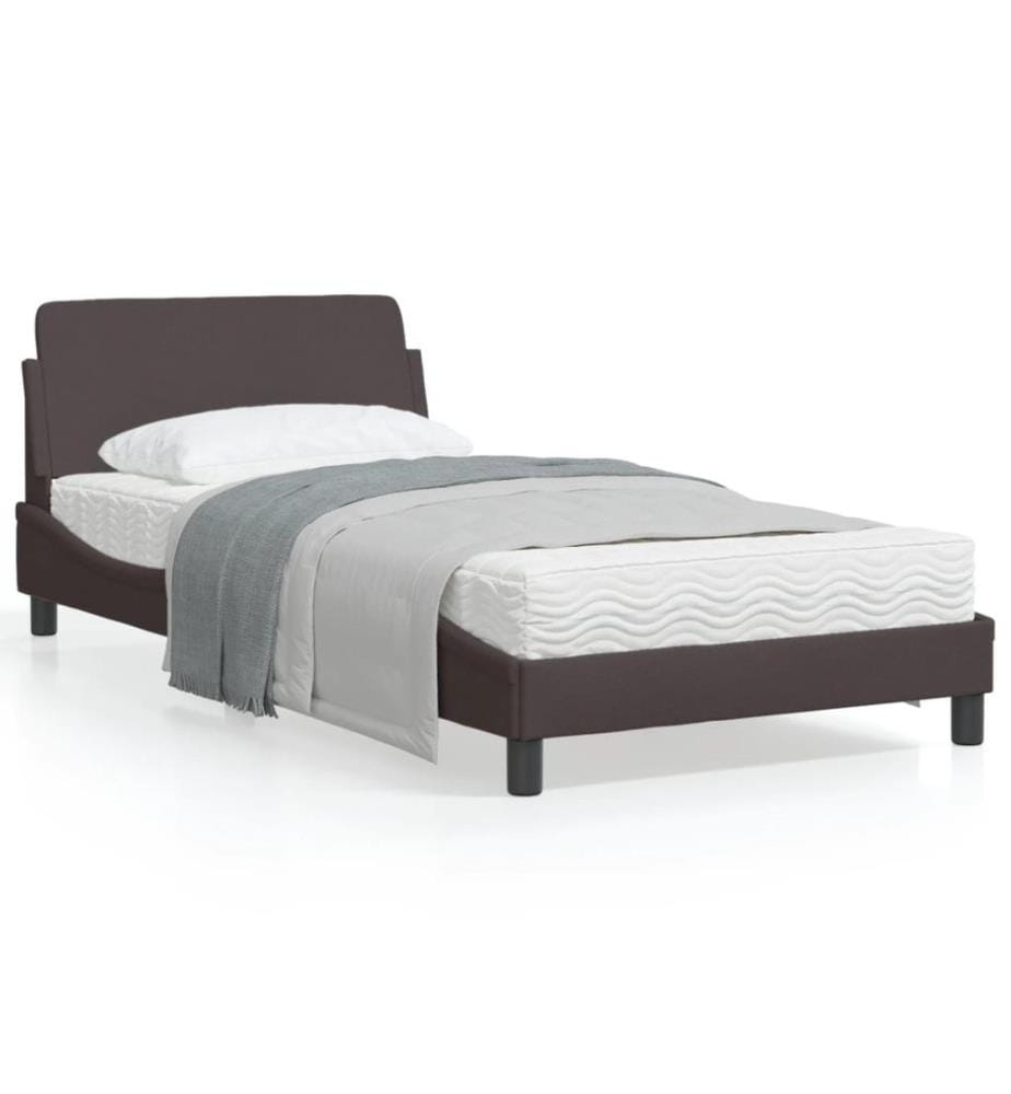 Bettgestell mit Kopfteil Dunkelbraun 100x200 cm Stoff