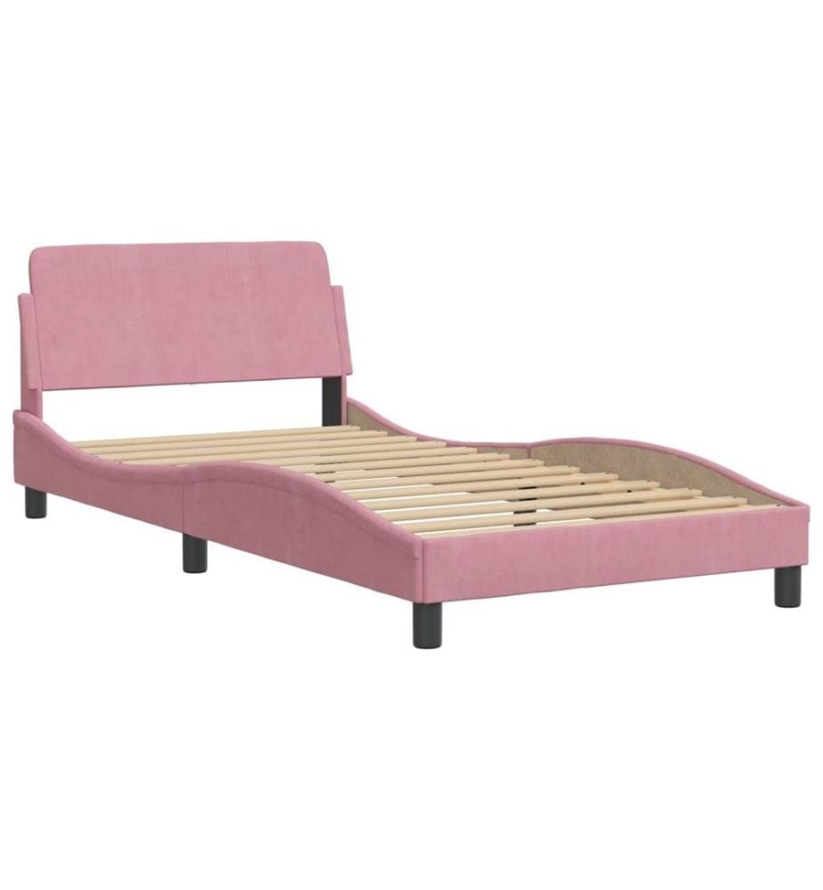 Bettgestell mit Kopfteil Rosa 100x200 cm Samt