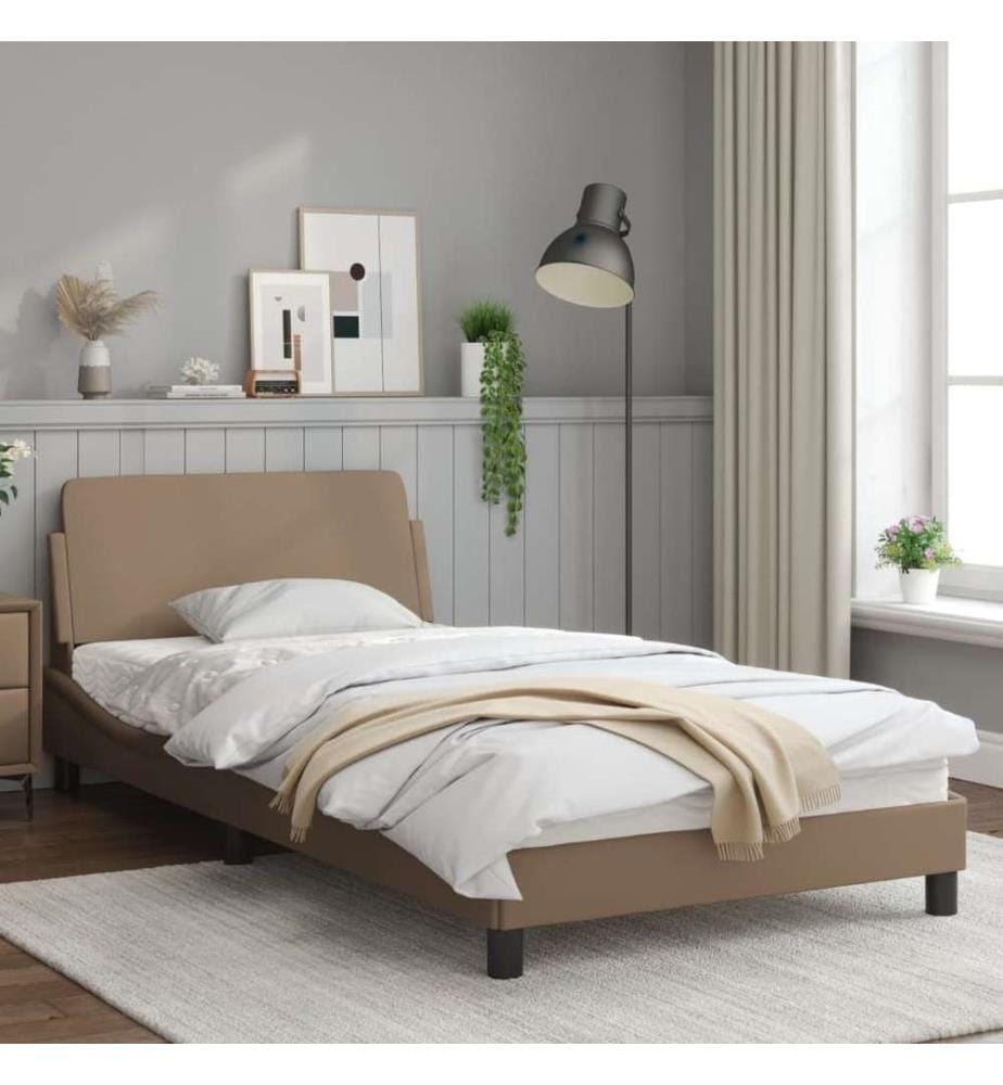 Bettgestell mit Kopfteil Cappuccino-Braun 100x200 cm Kunstleder