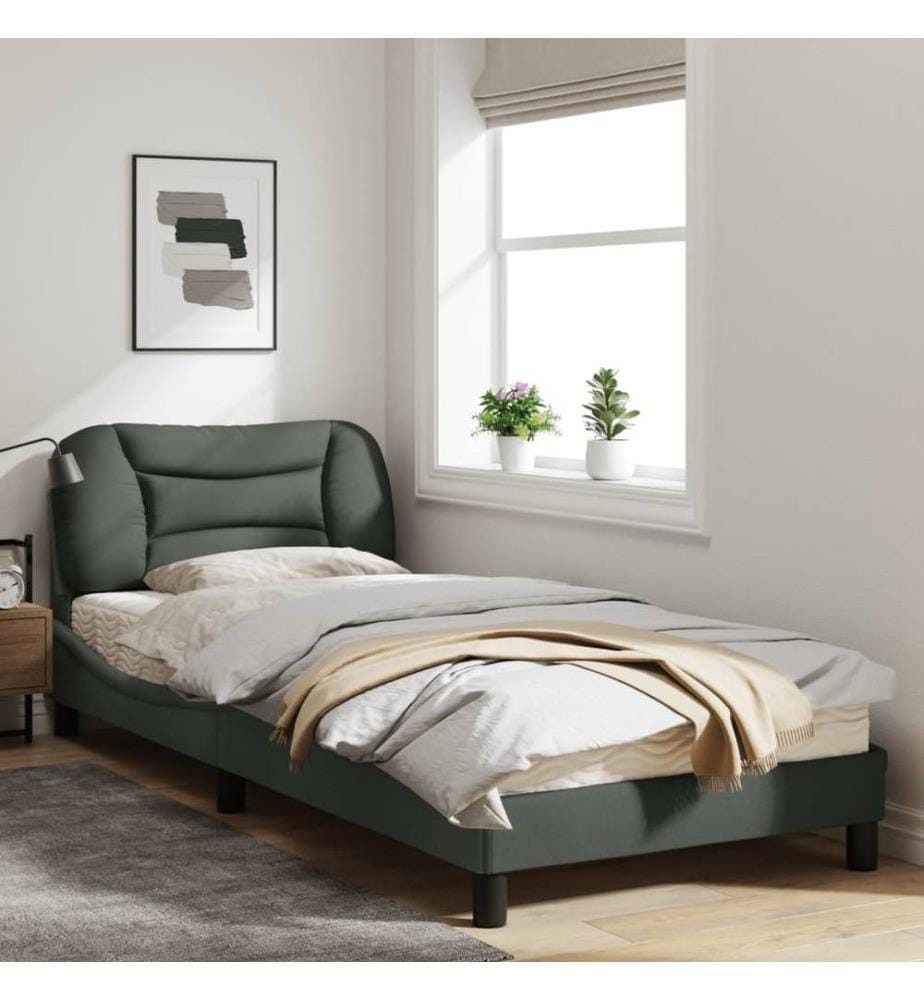 Bettgestell mit Kopfteil Dunkelgrau 80x200 cm Stoff