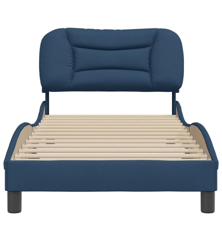 Bettgestell mit Kopfteil Blau 90x200 cm Stoff