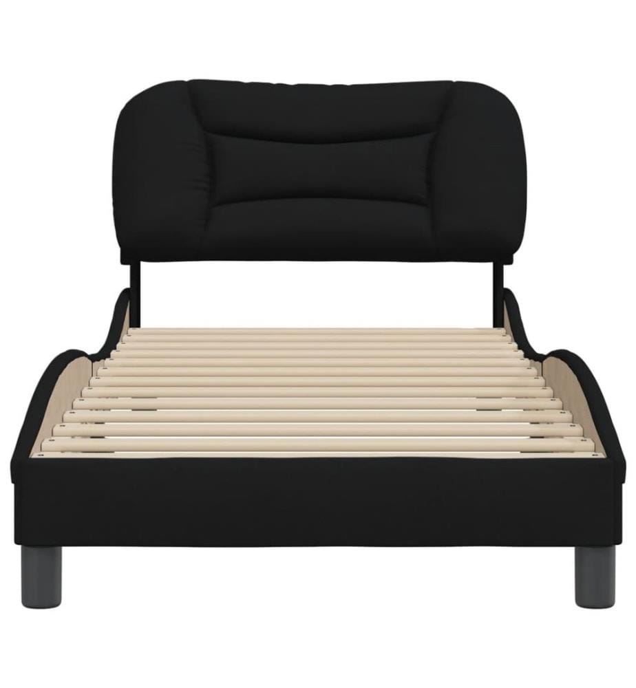 Bettgestell mit Kopfteil Schwarz 90x200 cm Stoff