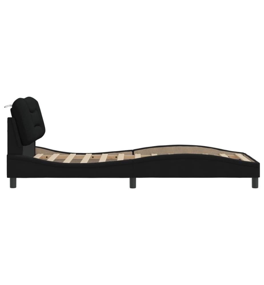 Bettgestell mit Kopfteil Schwarz 90x200 cm Stoff