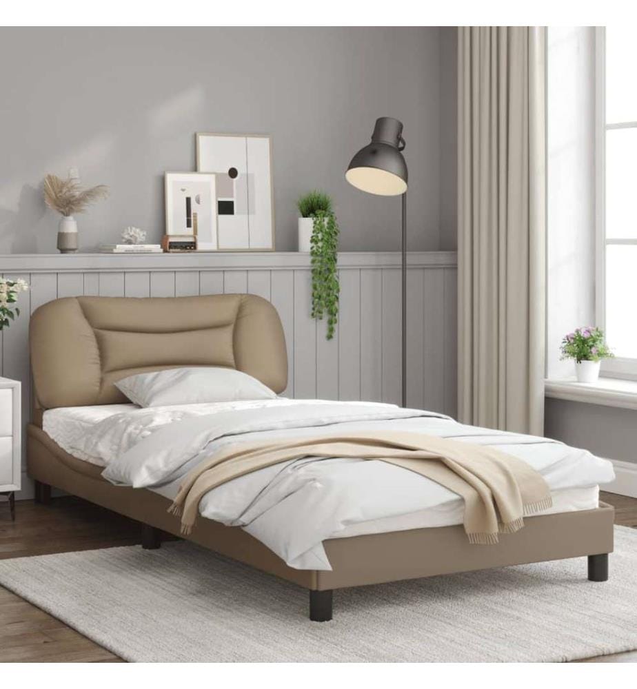 Bettgestell mit Kopfteil Cappuccino-Braun 100x200 cm Kunstleder