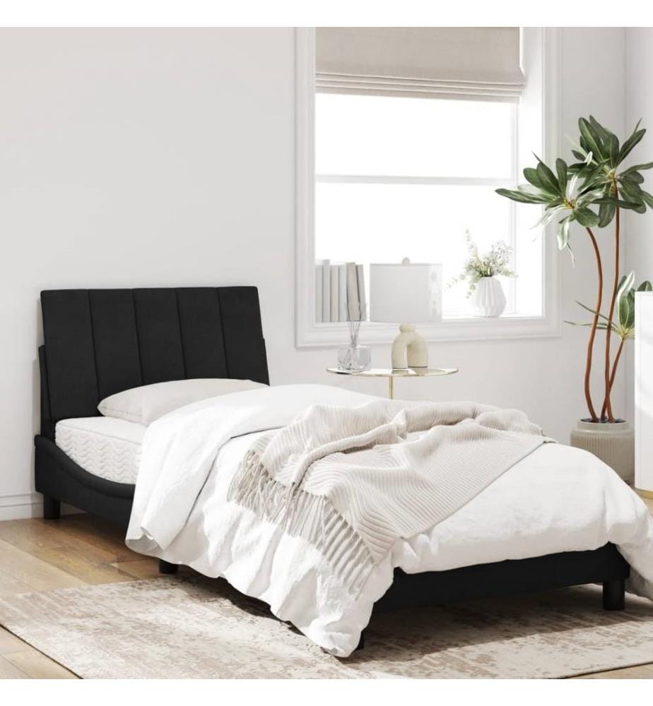 Bettgestell mit Kopfteil Schwarz 90x190 cm Samt