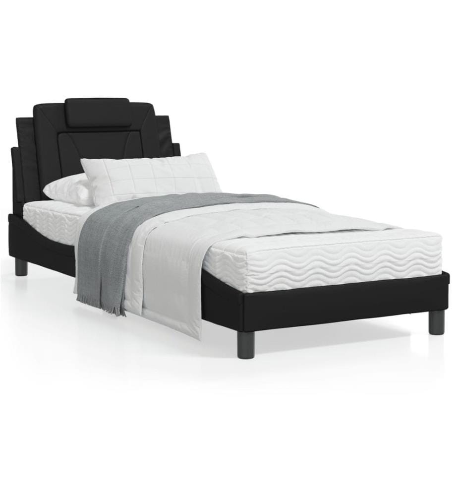 Bettgestell mit LED Schwarz 80x200 cm Kunstleder