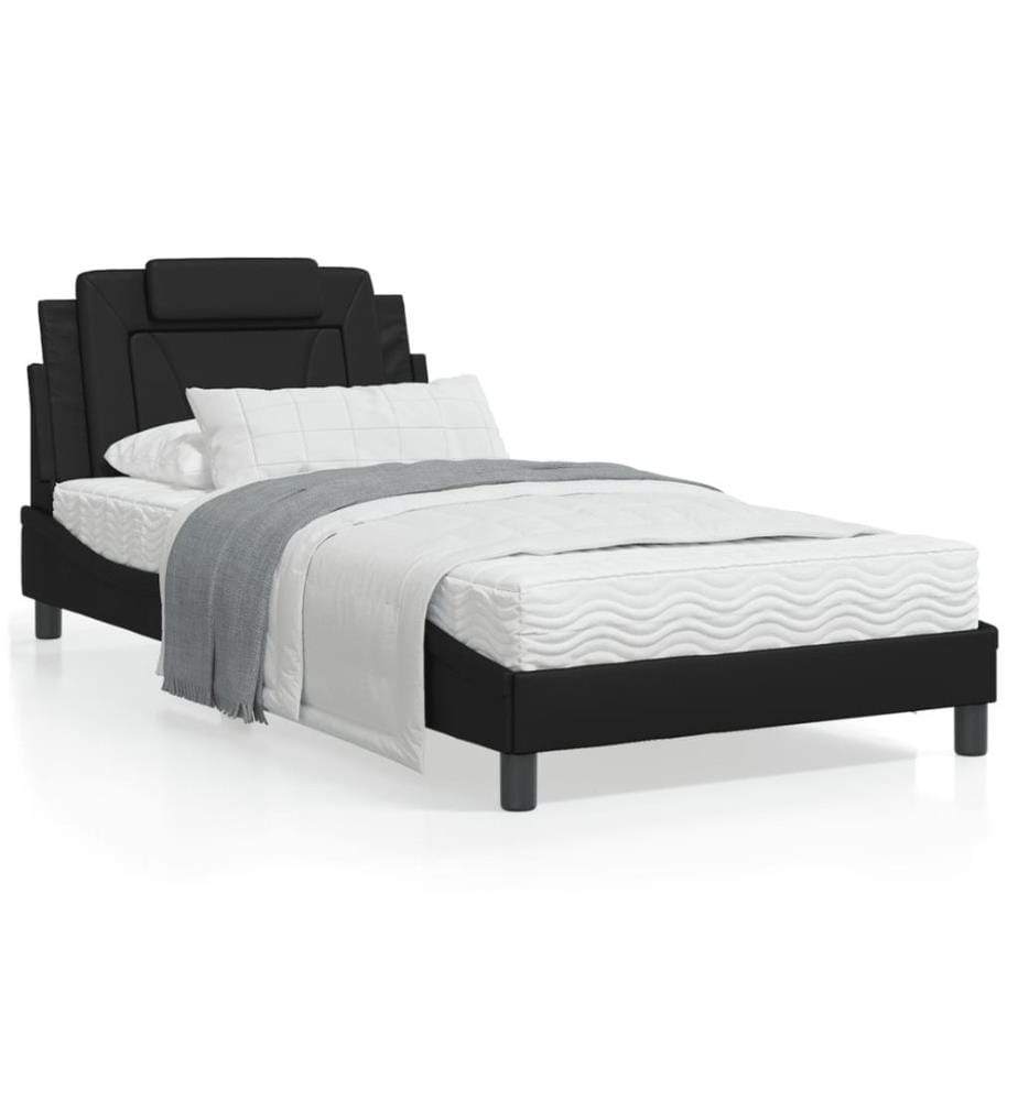 Bettgestell mit LED Schwarz 100x200 cm Kunstleder