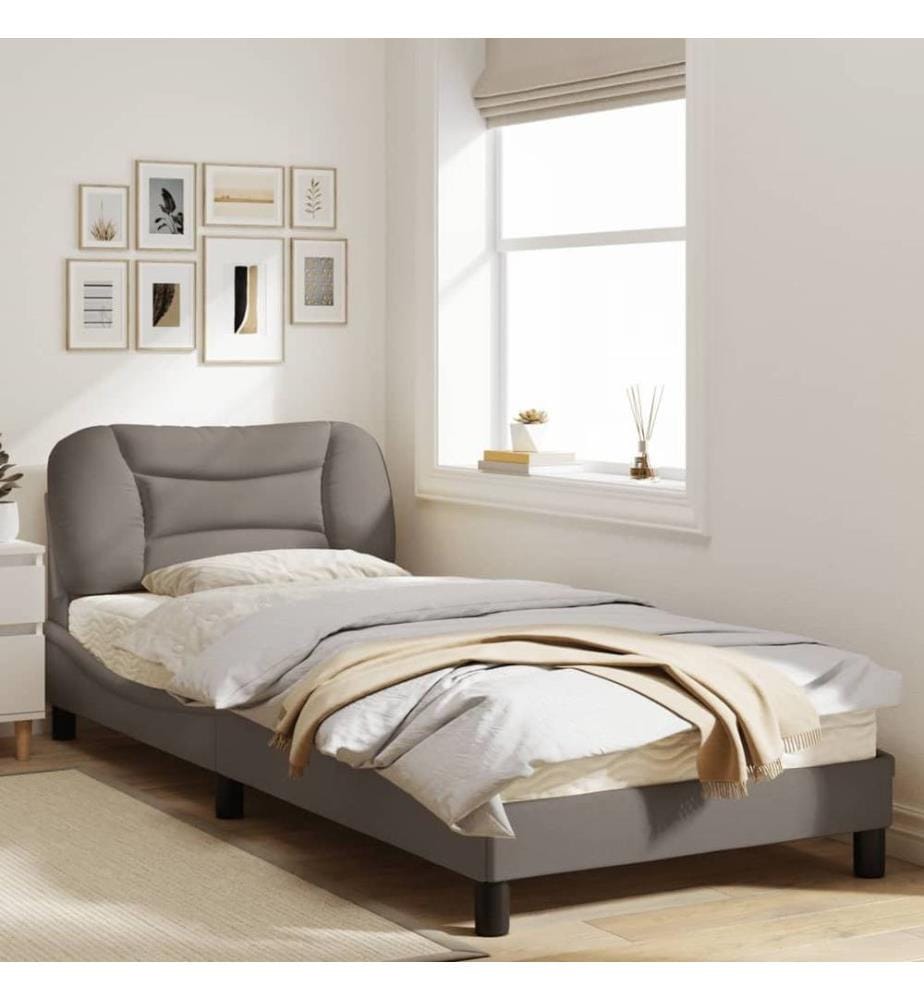 Bettgestell mit Kopfteil Taupe 80x200 cm Stoff