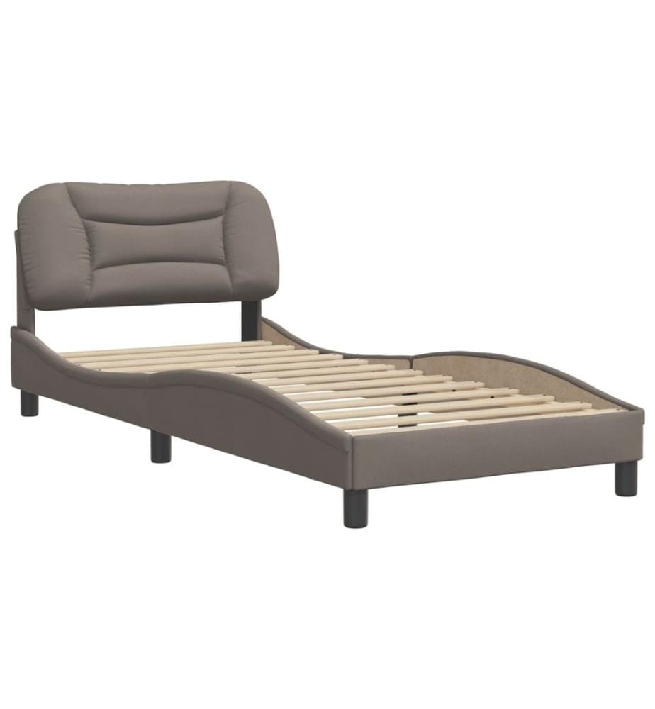 Bettgestell mit Kopfteil Taupe 90x190 cm Stoff