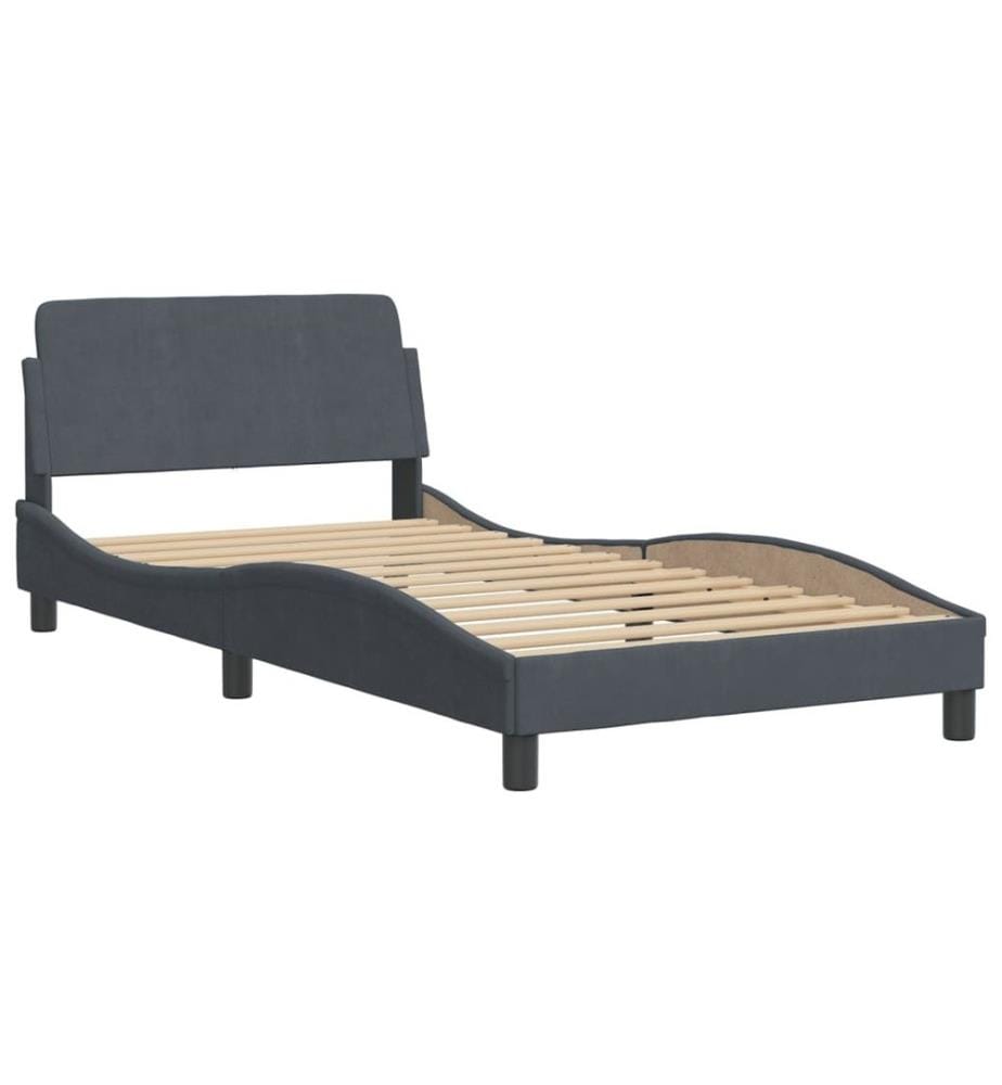 Bettgestell mit Kopfteil Dunkelgrau 100x200 cm Samt