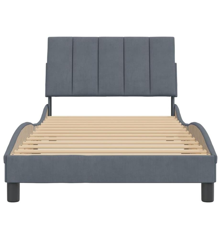 Bettgestell mit Kopfteil Dunkelgrau 100x200 cm Samt