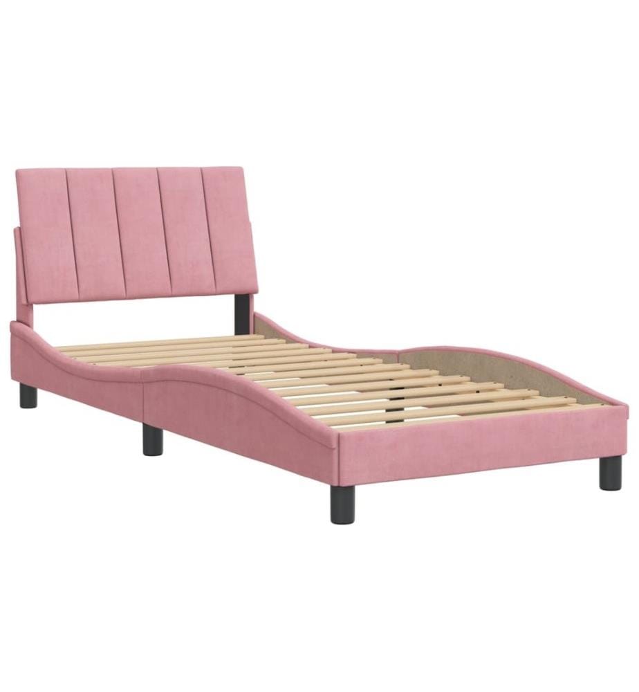 Bettgestell mit Kopfteil Rosa 80x200 cm Samt