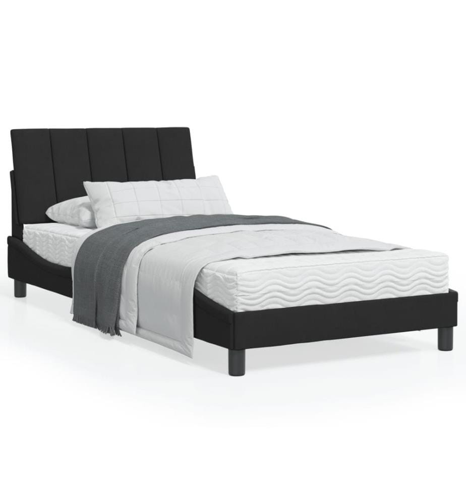 Bettgestell mit LED-Leuchten Schwarz 100x200 cm Samt