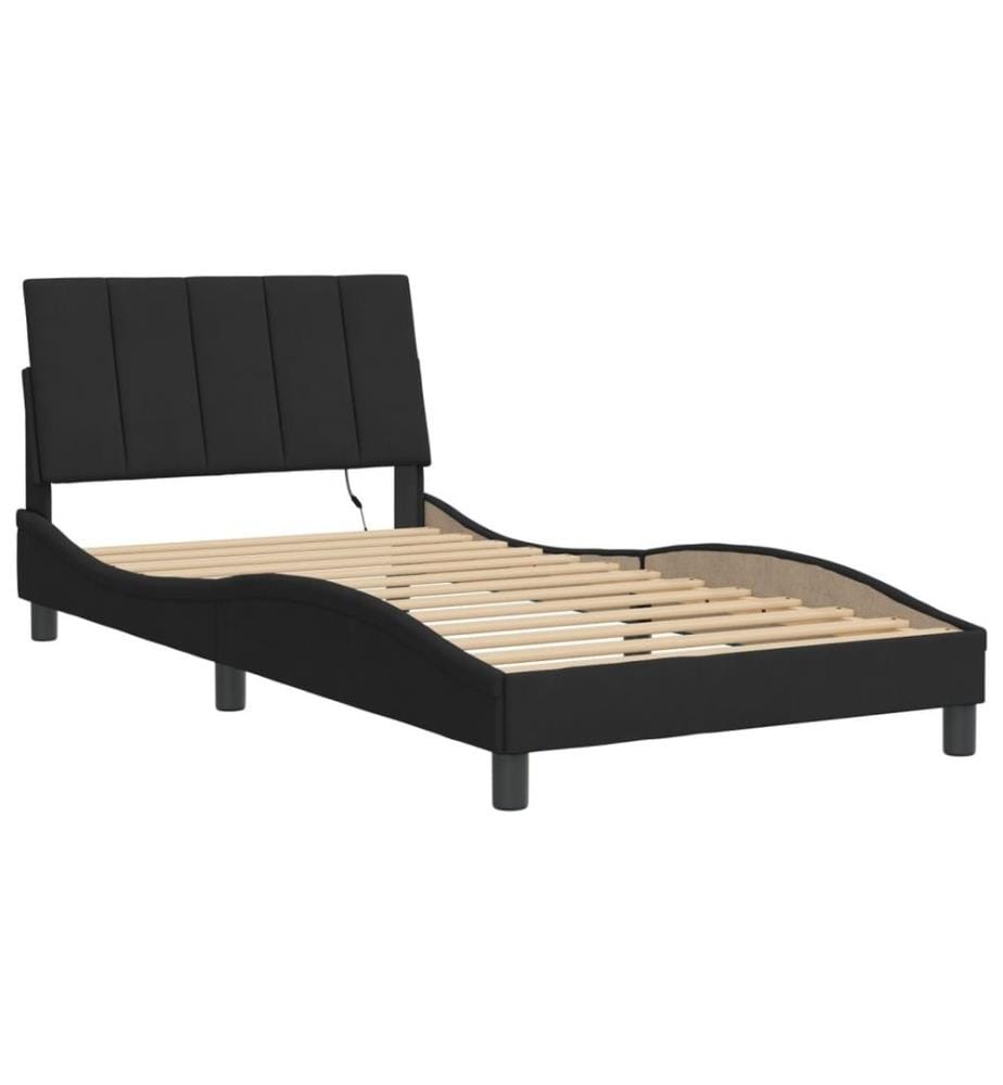 Bettgestell mit LED-Leuchten Schwarz 100x200 cm Samt