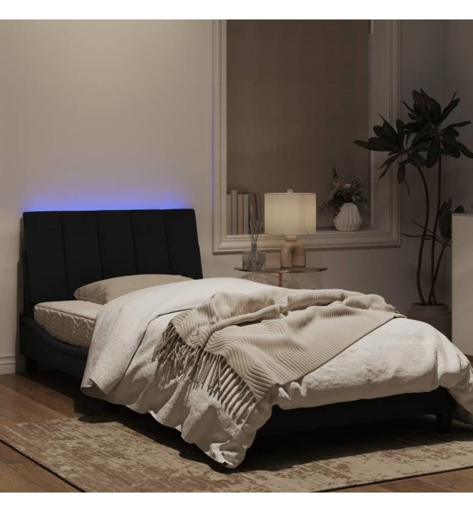 Bettgestell mit LED-Leuchten Schwarz 100x200 cm Samt