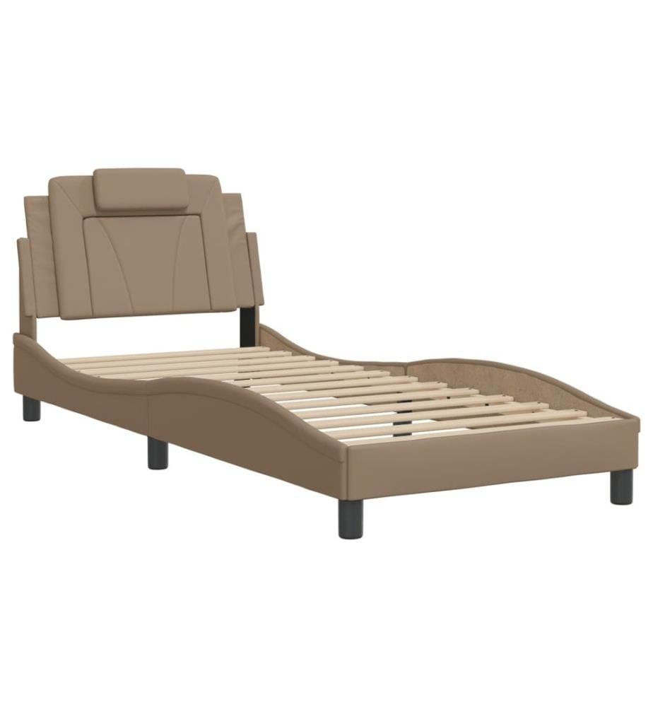 Bettgestell mit Kopfteil Cappuccino-Braun 90x190 cm Kunstleder