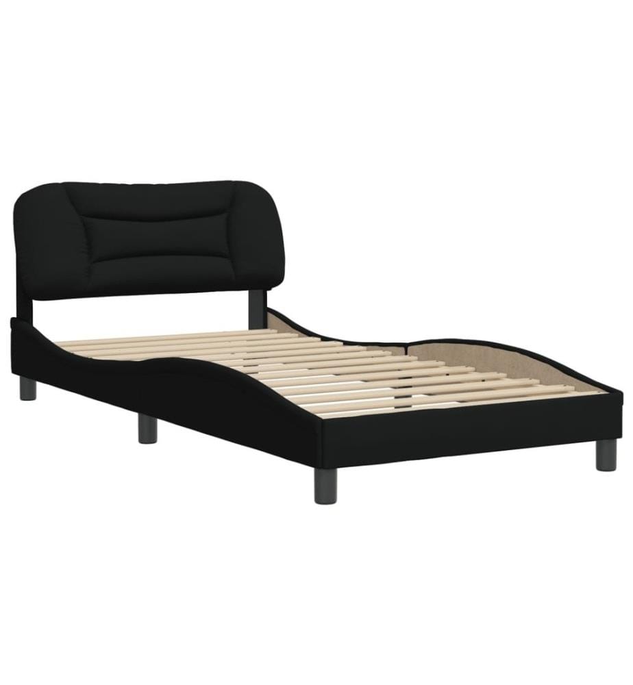 Bettgestell mit Kopfteil Schwarz 100x200 cm Stoff
