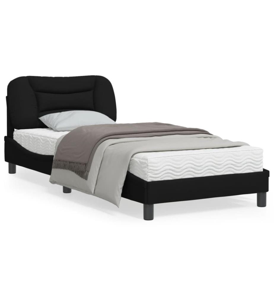 Bettgestell mit Kopfteil Schwarz 80x200 cm Stoff
