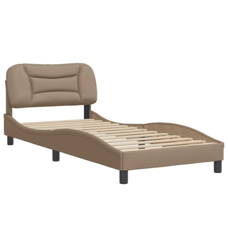 Bettgestell mit Kopfteil Cappuccino-Braun 90x190 cm Kunstleder