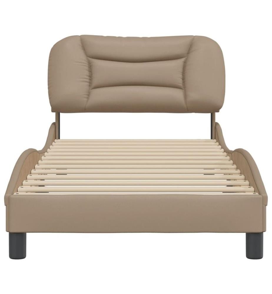 Bettgestell mit Kopfteil Cappuccino-Braun 90x190 cm Kunstleder