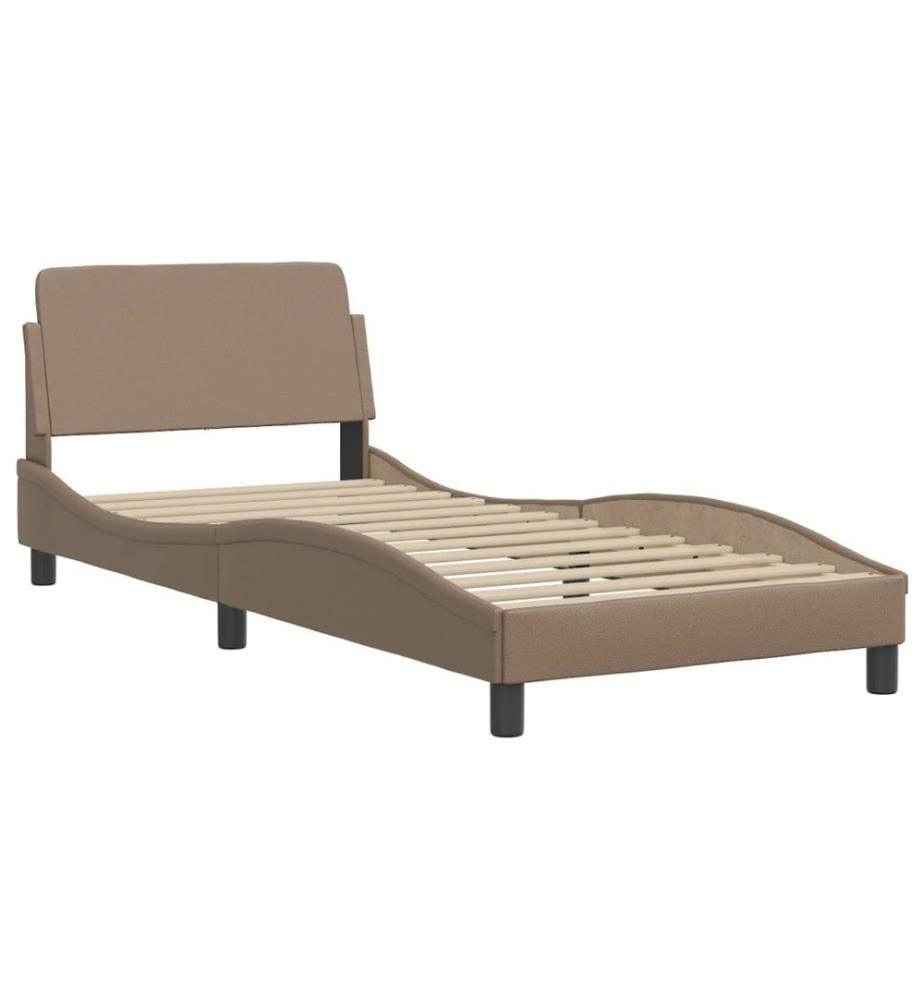 Bettgestell mit Kopfteil Cappuccino-Braun 90x190 cm Kunstleder