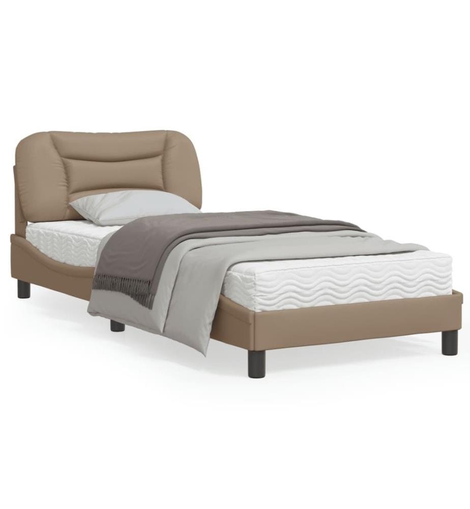 Bettgestell mit Kopfteil Cappuccino-Braun 90x200 cm Kunstleder
