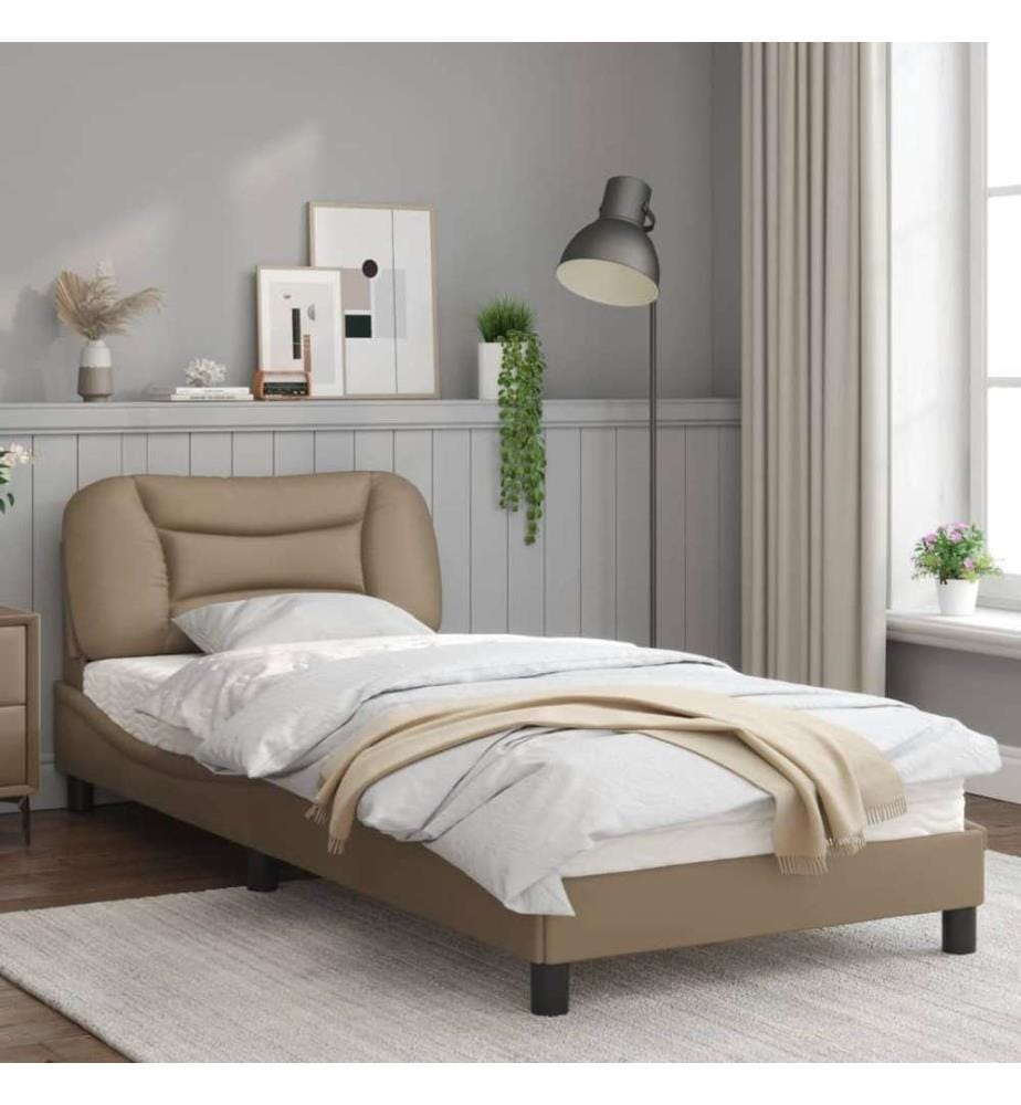Bettgestell mit Kopfteil Cappuccino-Braun 90x200 cm Kunstleder