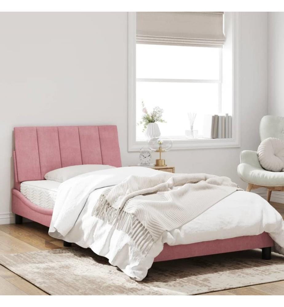 Bettgestell mit Kopfteil Rosa 100x200 cm Samt