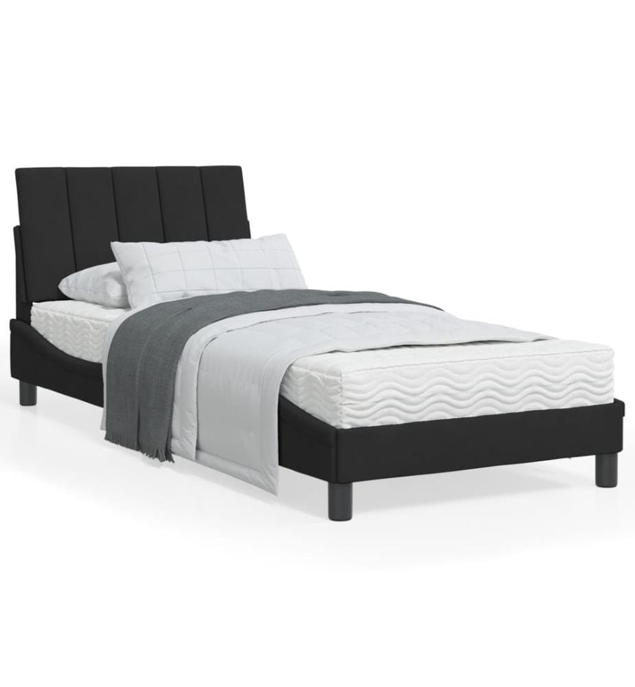 Bettgestell mit Kopfteil Schwarz 80x200 cm Samt