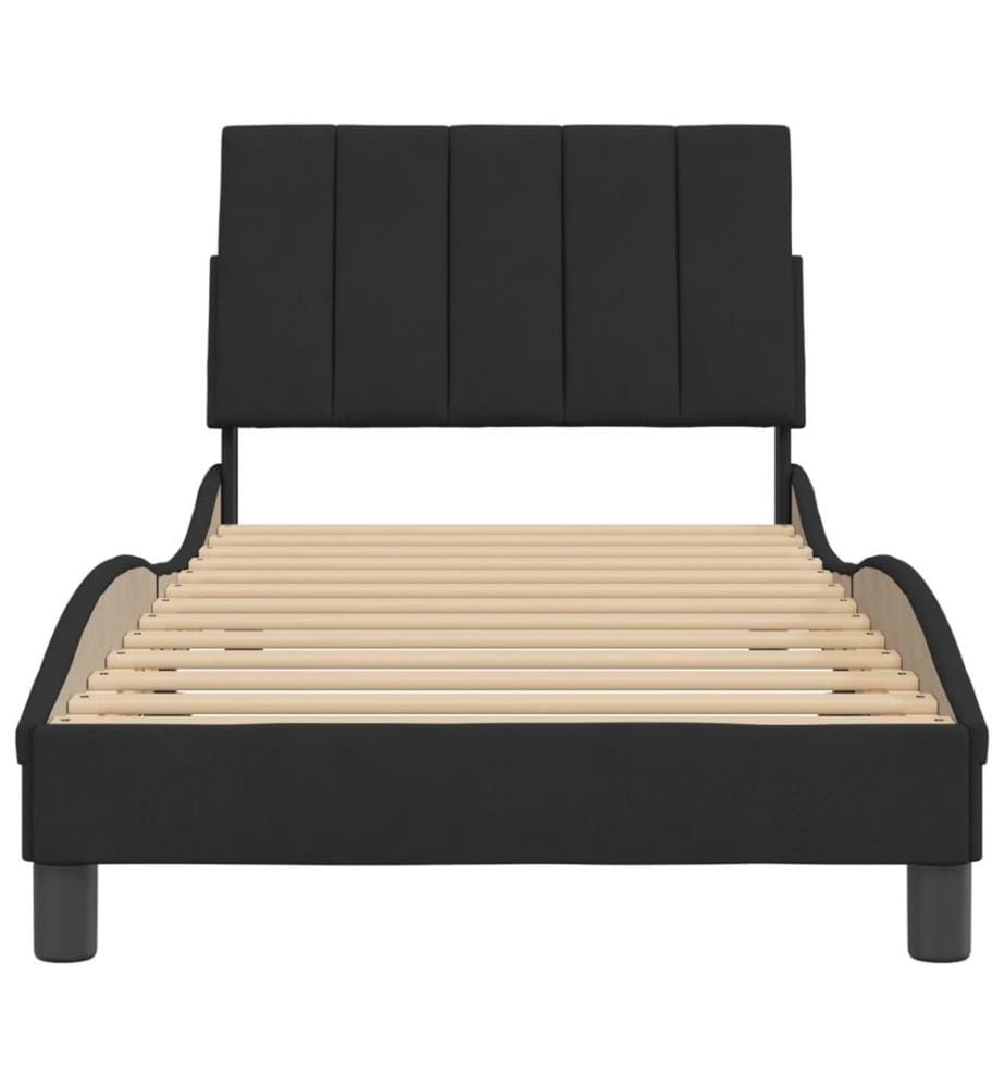 Bettgestell mit Kopfteil Schwarz 80x200 cm Samt