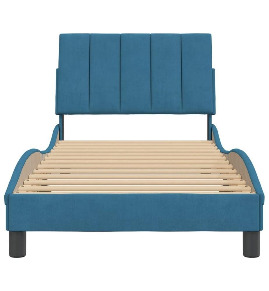 Bettgestell mit Kopfteil Blau 90x200 cm Samt
