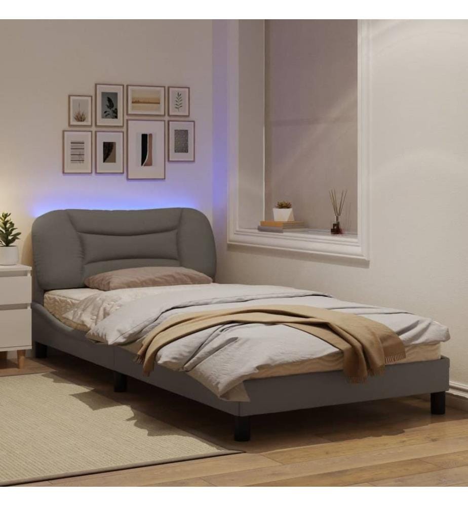 Bettgestell mit LED Taupe 100x200 cm Stoff