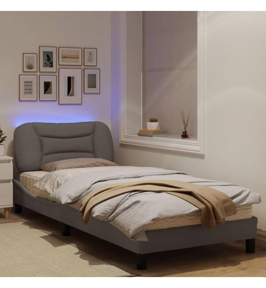 Bettgestell mit LED Taupe 80x200 cm Stoff