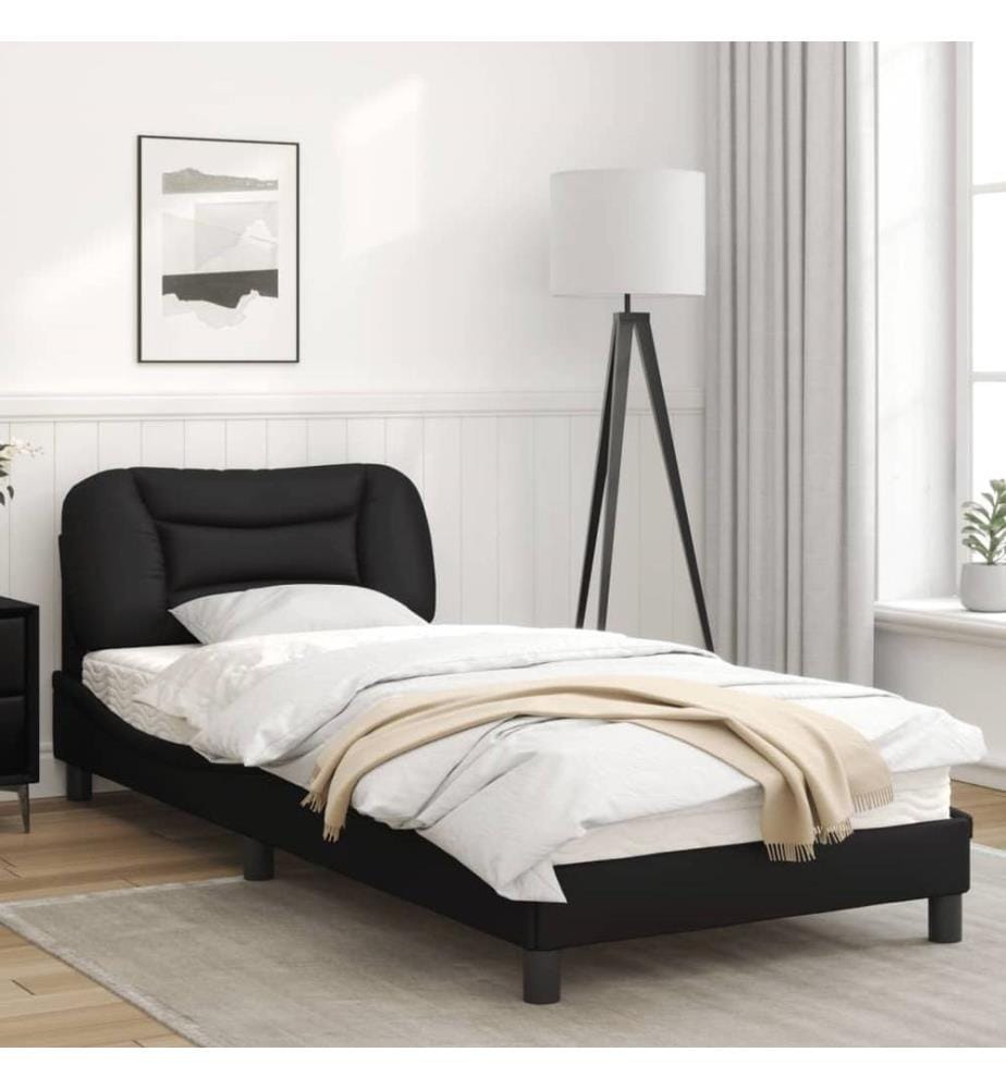 Bettgestell mit Kopfteil Schwarz 80x200 cm Kunstleder