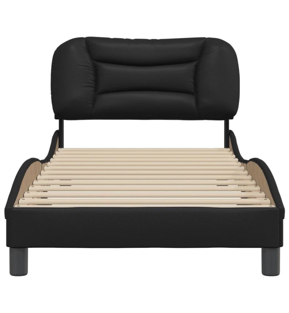 Bettgestell mit Kopfteil Schwarz 80x200 cm Kunstleder