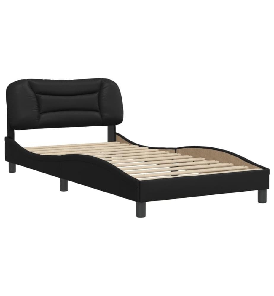 Bettgestell mit Kopfteil Schwarz 100x200 cm Kunstleder