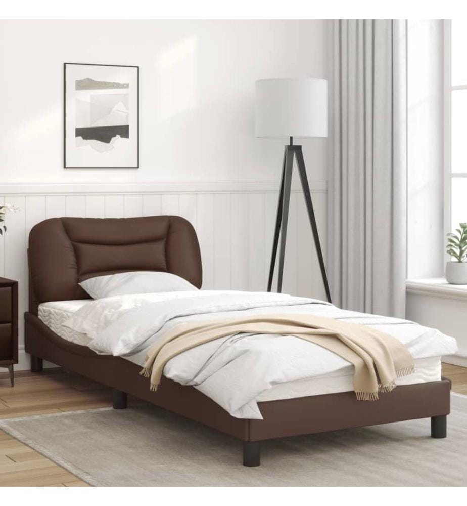 Bettgestell mit Kopfteil Braun 90x200 cm Kunstleder