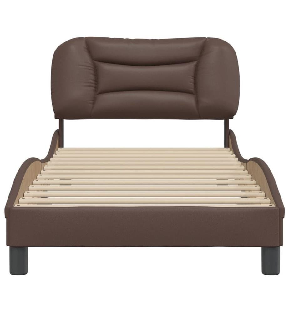 Bettgestell mit Kopfteil Braun 90x200 cm Kunstleder