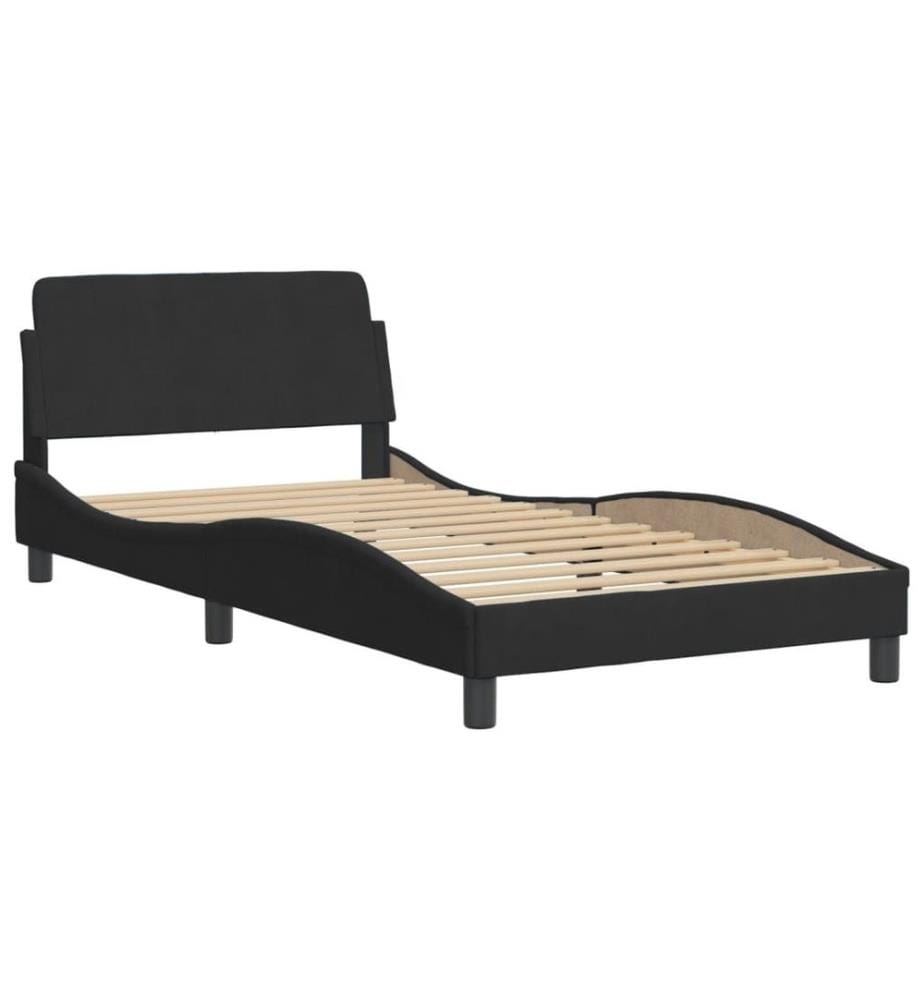 Bettgestell mit Kopfteil Schwarz 100x200 cm Samt