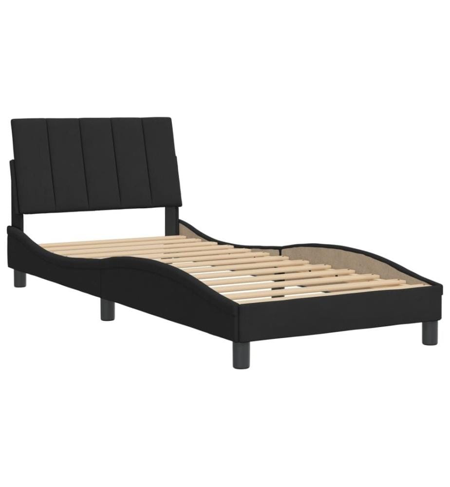 Bettgestell mit Kopfteil Schwarz 90x200 cm Samt