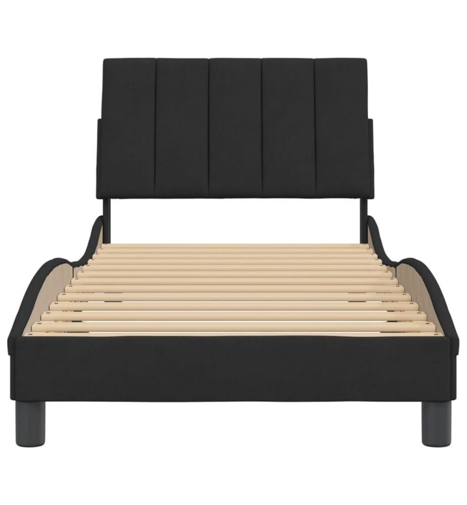 Bettgestell mit Kopfteil Schwarz 90x200 cm Samt
