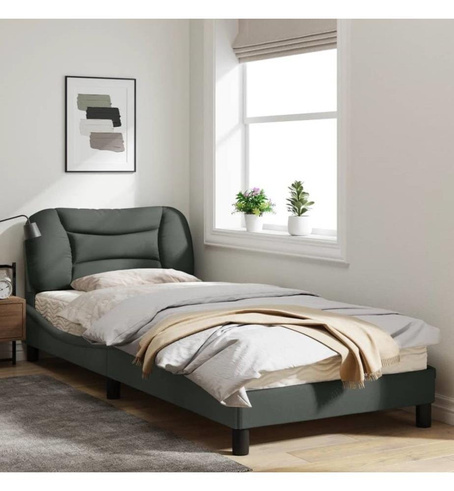 Bettgestell mit LED Dunkelgrau 80x200 cm Stoff