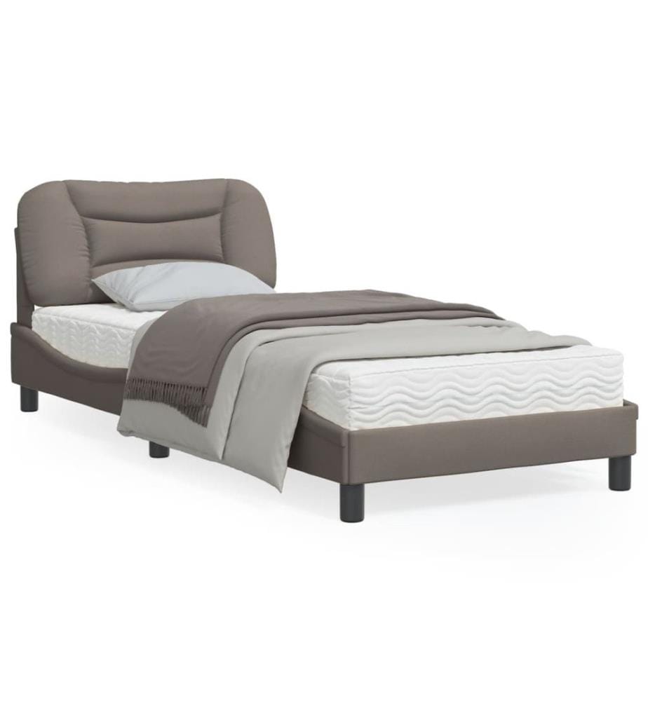 Bettgestell mit LED Taupe 90x200 cm Stoff