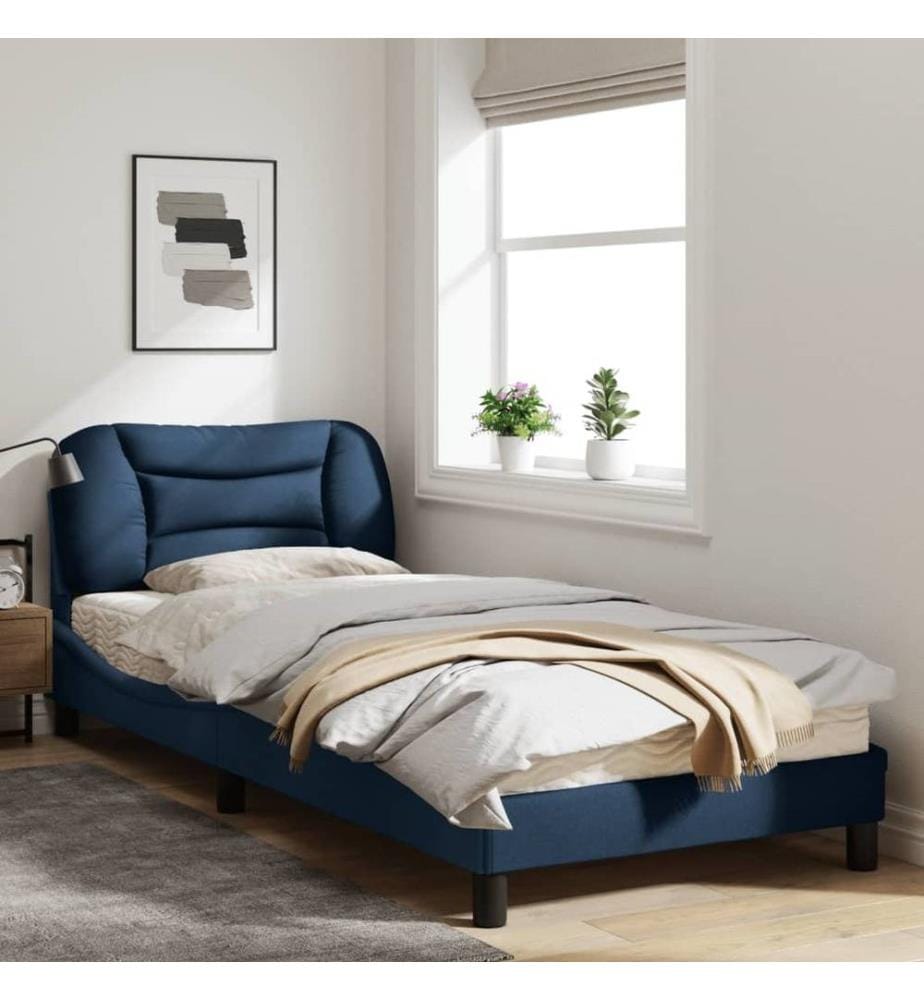 Bettgestell mit LED Blau 90x200 cm Stoff