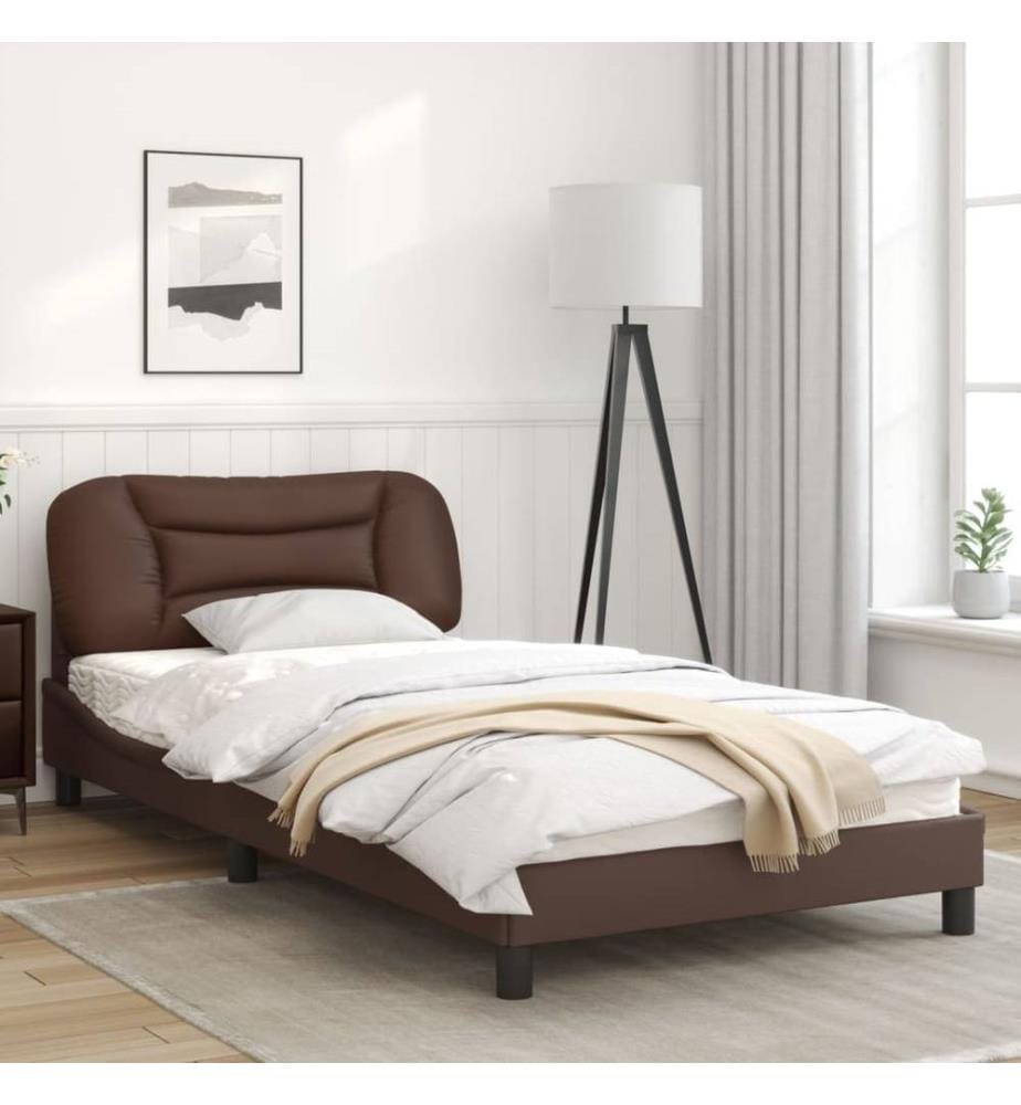 Bettgestell mit LED Braun 100x200 cm Kunstleder