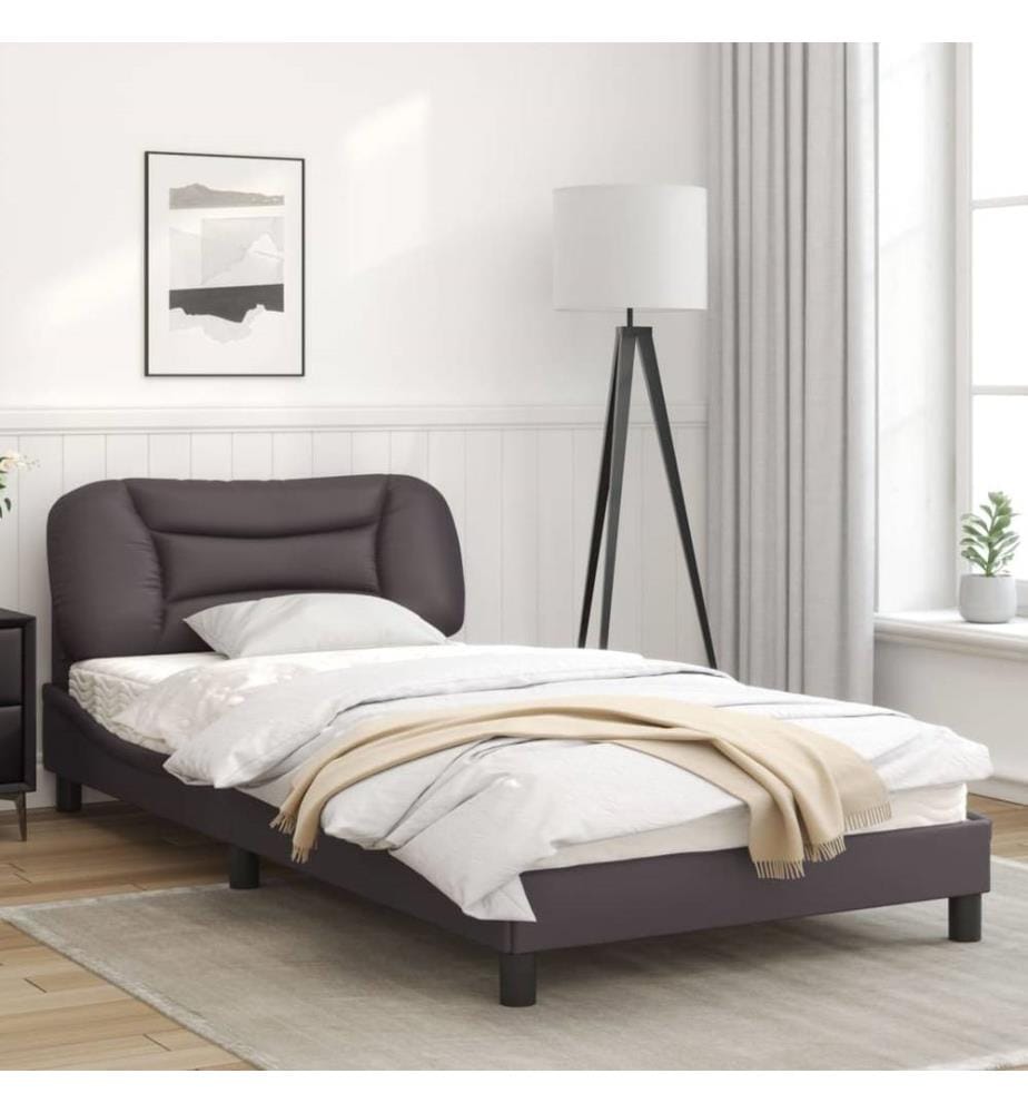 Bettgestell mit LED Grau 100x200 cm Kunstleder