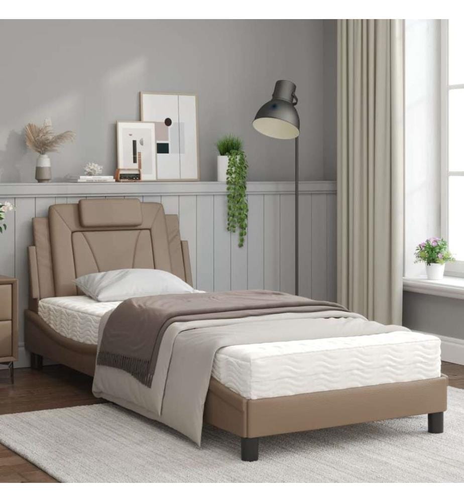 Bett mit Matratze Cappuccino-Braun 80x200 cm Kunstleder